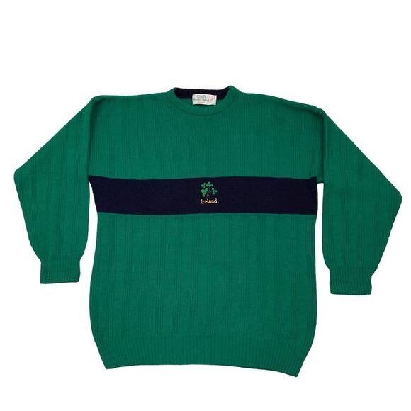 Vintage Quill’s Woollen Market Ireland Sweater Navy‎ and Green Size XXL - Picture 1 of 12
